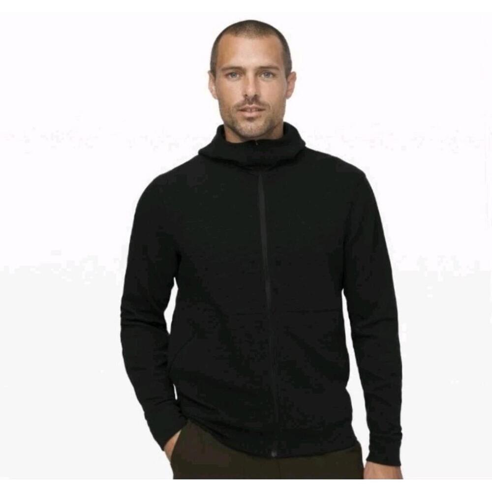 Lululemon Shift Stitch Full Zip Hoodie Waffle Knit Tencel Thermal XS Black Mens